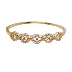 Copper Bangle Pave Zircon Gold Plated, approx 9mm, 50-60mm dia