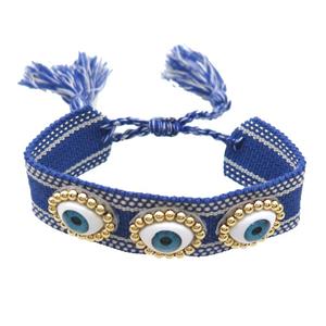 lapisBlue Fabric Bracelet Evil Eye Adjustable, approx 16-20mm, 20mm, 20-24cm length