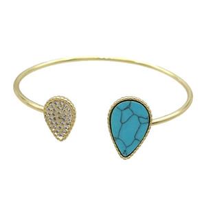 Copper Bangle Pave Turquoise Gold Plated, approx 10-14mm, 13-18mm, 50-60mm dia