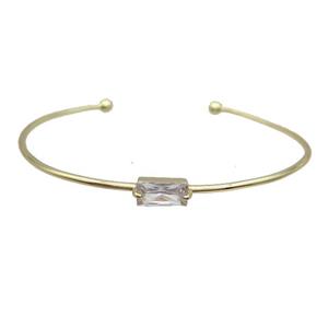 Copper Bangle Pave Clear Crystal Glass Gold Plated, approx 5-10mm, 55-65mm dia
