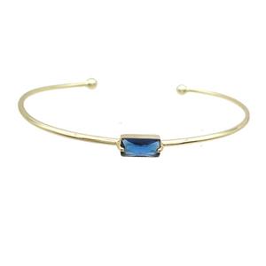 Copper Bangle Pave Blue Crystal Glass Gold Plated, approx 5-10mm, 55-65mm dia
