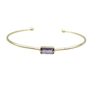 Copper Bangle Pave Purple Crystal Glass Gold Plated, approx 5-10mm, 55-65mm dia