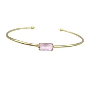 Copper Bangle Pave Pink Crystal Glass Gold Plated, approx 5-10mm, 55-65mm dia