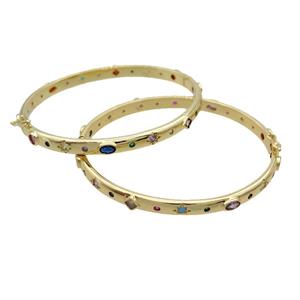 Copper Bangle Pave Zircon Gold Plated, approx 5mm, 55-65mm dia