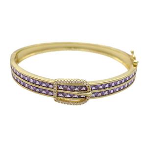 Copper Bangle Pave Purple Crystal Glass Gold Plated, approx 13-17mm, 8.5mm, 50-60mm dia