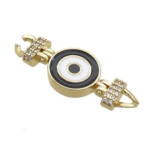 Copper Connectore Pave Zircon Enamel Eye Gold Plated, approx 12-30mm