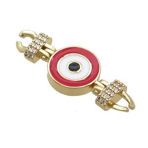 Copper Connectore Pave Zircon Enamel Eye Gold Plated, approx 12-30mm