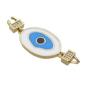 Copper Connectore Pave Zircon Enamel Eye Gold Plated, approx 16-23mm, 45mm
