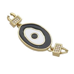 Copper Connectore Pave Zircon Black Enamel Eye Gold Plated, approx 16-23mm, 45mm