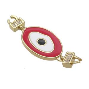 Copper Connectore Pave Zircon Red Enamel Eye Gold Plated, approx 16-23mm, 45mm