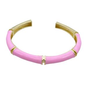 Copper Bangle Pink Enamel Gold Plated, approx 8.5mm, 55-65mm dia