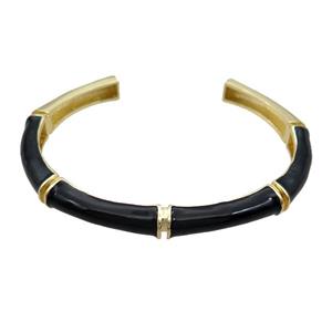 Copper Bangle Black Enamel Gold Plated, approx 8.5mm, 55-65mm dia
