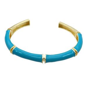 Copper Bangle Teal Enamel Gold Plated, approx 8.5mm, 55-65mm dia