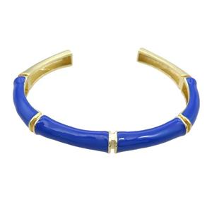 Copper Bangle Blue Enamel Gold Plated, approx 8.5mm, 55-65mm dia