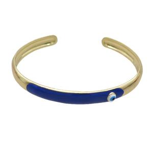 Copper Bangle RoyalBlue Enamel Gold Plated, approx 8mm, 55-65mm dia