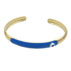 Copper Bangle BLue Enamel Gold Plated, approx 8mm, 55-65mm dia