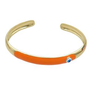 Copper Bangle Orange Enamel Gold Plated, approx 8mm, 55-65mm dia