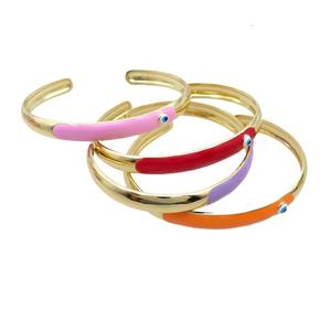 Copper Bangle Enamel Eye Gold Plated Mixed, approx 8mm, 55-65mm dia