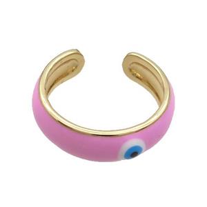 Copper Ring Pink Enamel Eye Gold Plated, approx 6.5mm, 18mm dia