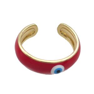 Copper Ring Red Enamel Eye Gold Plated, approx 6.5mm, 18mm dia
