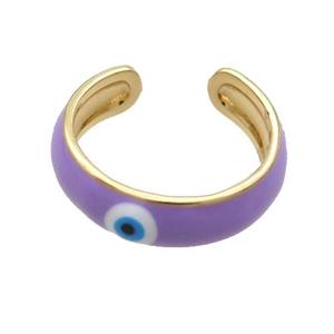 Copper Ring Lavender Enamel Eye Gold Plated, approx 6.5mm, 18mm dia