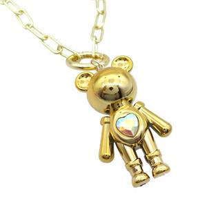 Copper Necklace With Gold Bear Gold Plated, approx 40-65mm, 50cm length