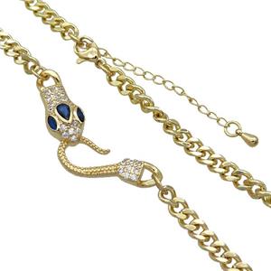 Copper Necklace Chain Snake Gold Plated, approx 10-40mm, 4.5mm, 45-50cm length