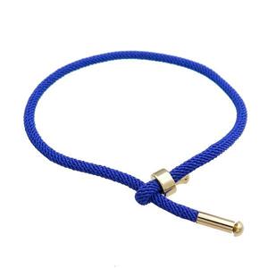 Royal Blue Nylon Bracelet Adjustable, approx 3mm