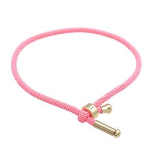 Nylon Bracelet Adjustable Pink, approx 3mm