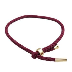 Nylon Bracelet Adjustable Maroon Red, approx 3mm