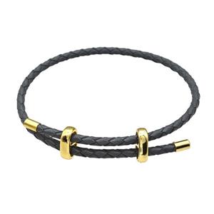 DeepGray PU Leather Bracelet Adjustable, approx 3mm thickness