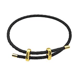 Black PU Leather Bracelet Adjustable, approx 3mm thickness