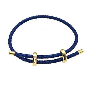 Navypblue PU Leather Bracelet Adjustable, approx 3mm thickness