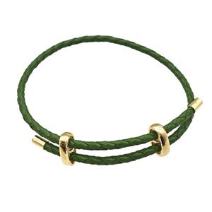 Green PU Leather Bracelet Adjustable, approx 3mm thickness