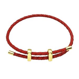Red PU Leather Bracelet Adjustable, approx 3mm thickness