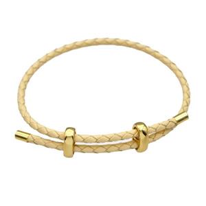 Beige PU Leather Bracelet Adjustable, approx 3mm thickness