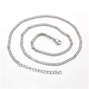 Copper Necklace Chain Platinum Plated, approx 1.2x3mm, 43-48cm length