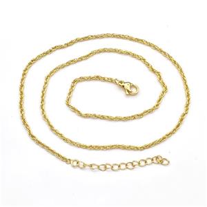 Copper Necklace Chain Gold Plated, approx 2mm, 43-48cm length