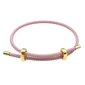 Pink Tiger Tail Steel Bracelet Adjustable, approx 3mm thickness