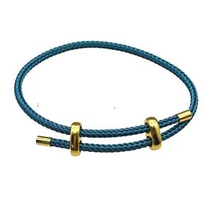Teal Tiger Tail Steel Bracelet Adjustable, approx 3mm thickness