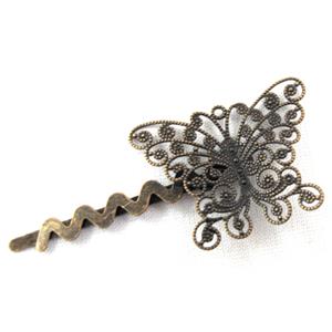 Head Bands, barrette, butterfly, antique bronze, 35x27mm, 65mm length