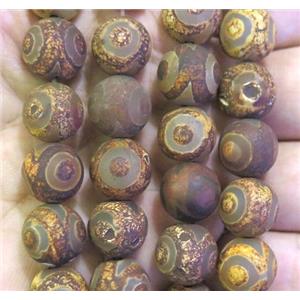 tibetan style agate bead, matte, round, approx 14mm dia