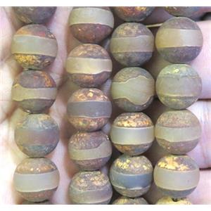 round tibetan style agate bead, matte, coffee, approx 12mm dia