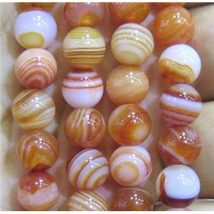stripe red agate bead, round, approx 8mm dia