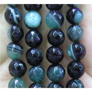green druzy agate bead, faceted round, approx 6mm dia