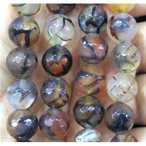 faceted round veins agate beads, approx 10mm dia