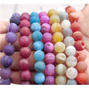 druzy agate beads, round, mix color, approx 12mm dia