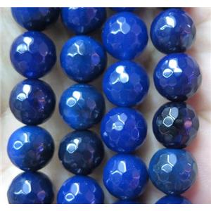 blue Agate beads, faceted round, approx 10mm dia