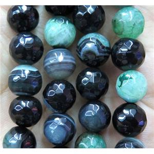 green druzy Agate beads, faceted round, approx 12mm dia