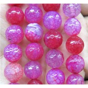 hotpink dragon veins Agate beads, faceted round, approx 12mm dia